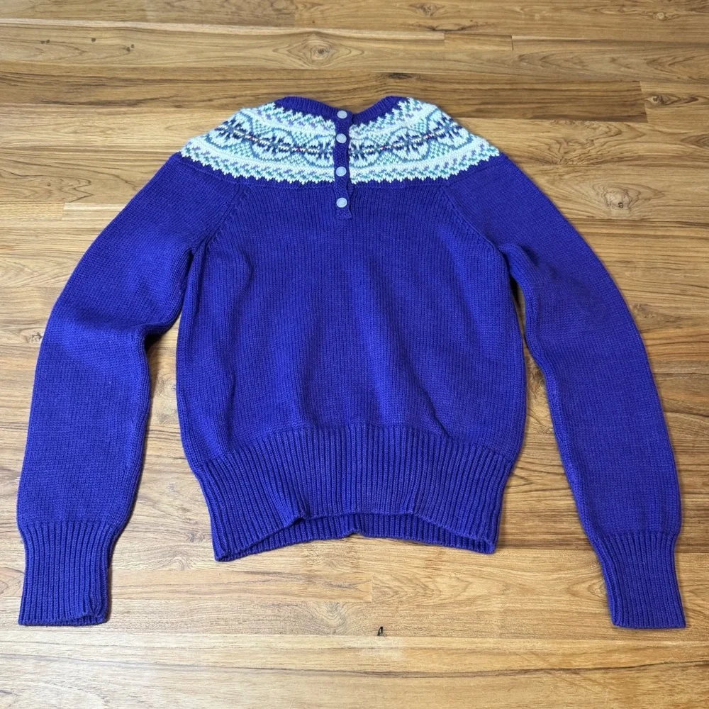 Vintage Ralph Lauren Sweater Girls’ Large Purple w. Patterned Collar